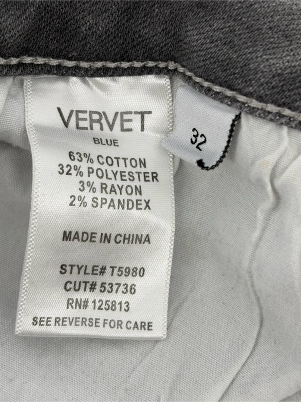 Vervet "Gladness" High Rise Distressed Crop Straight Jeans, Gray, Women 32 D453 - Picture 4 of 10